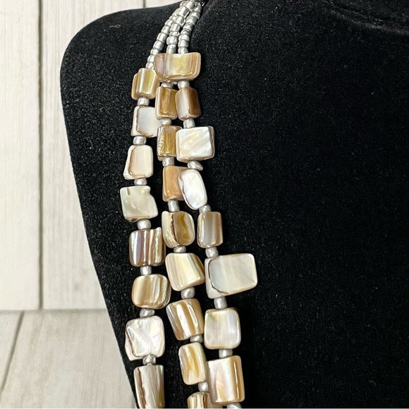 NEW YORK & CO Triple Strand Beaded Statement Piece Necklace - Picture 3 of 5